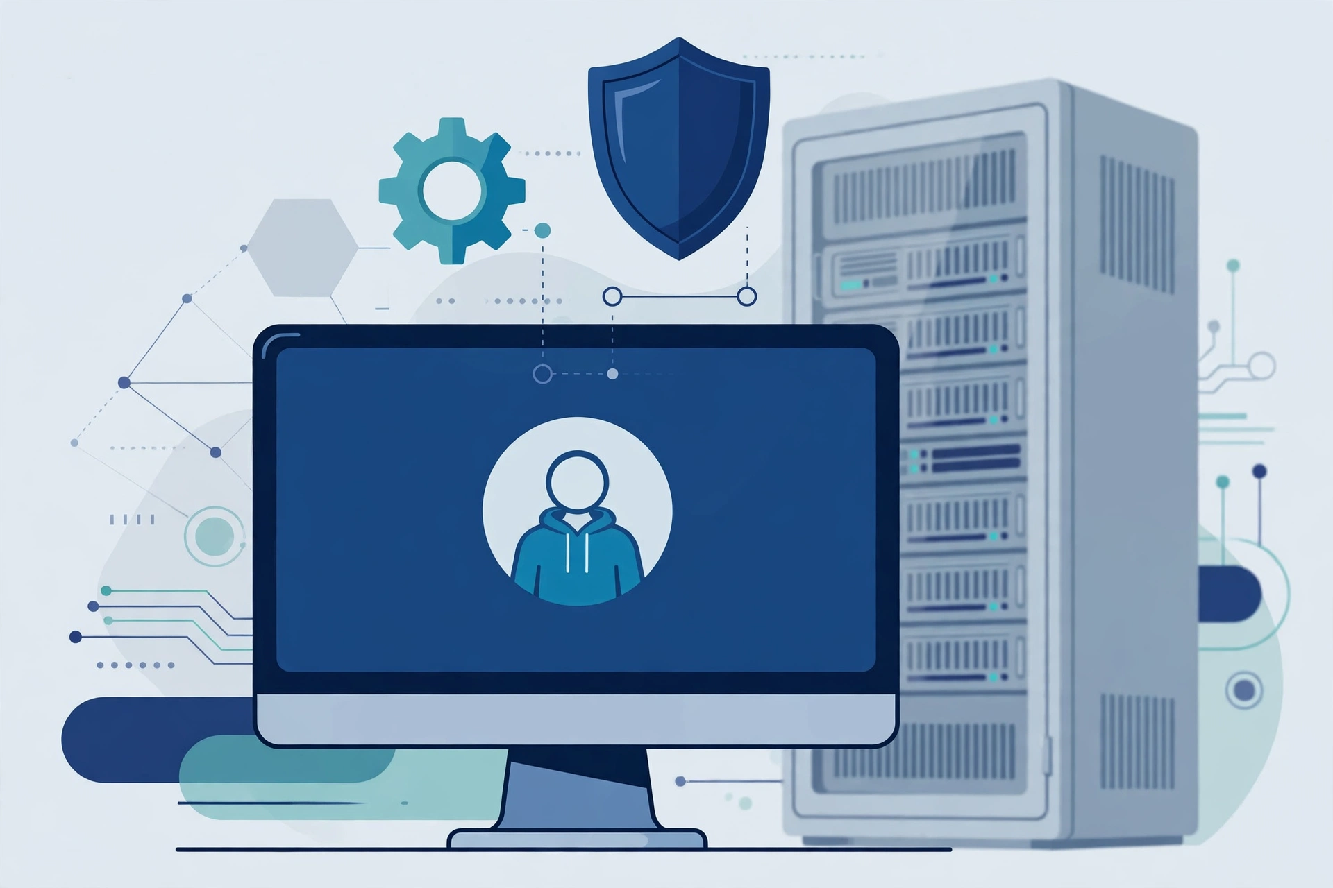 Illustration of a private Windows VPS desktop with full administrator control
