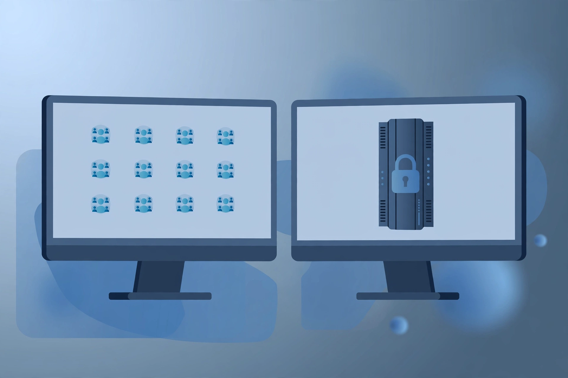 Diagram comparing multiple shared RDP user sessions against a single private VPS