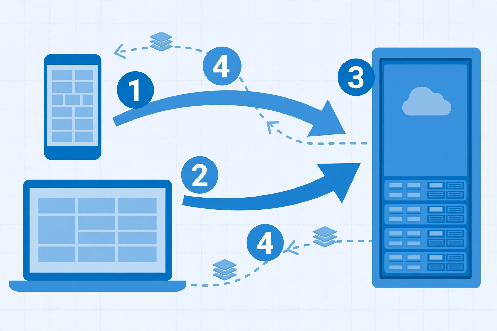 Diagram explaining how the remote desktop protocol connects a local device to a remote server